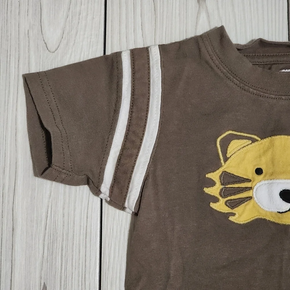 Gymboree Brown short sleeve Tee with Tiger Face Size 6-12 Mo